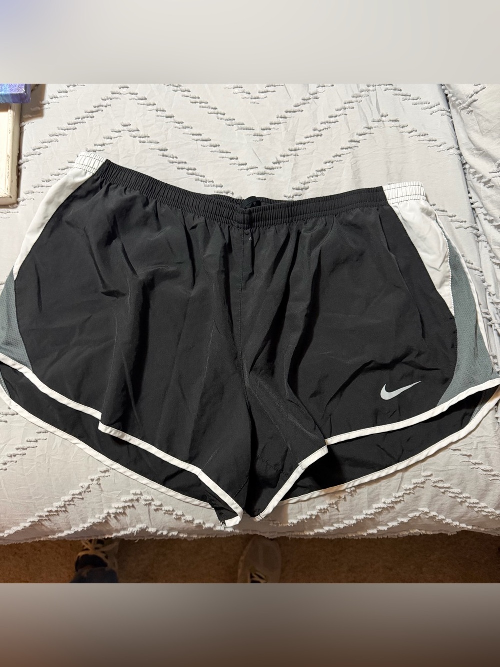 Nike Dri-Fit Black Women's Running Shorts with White Trim